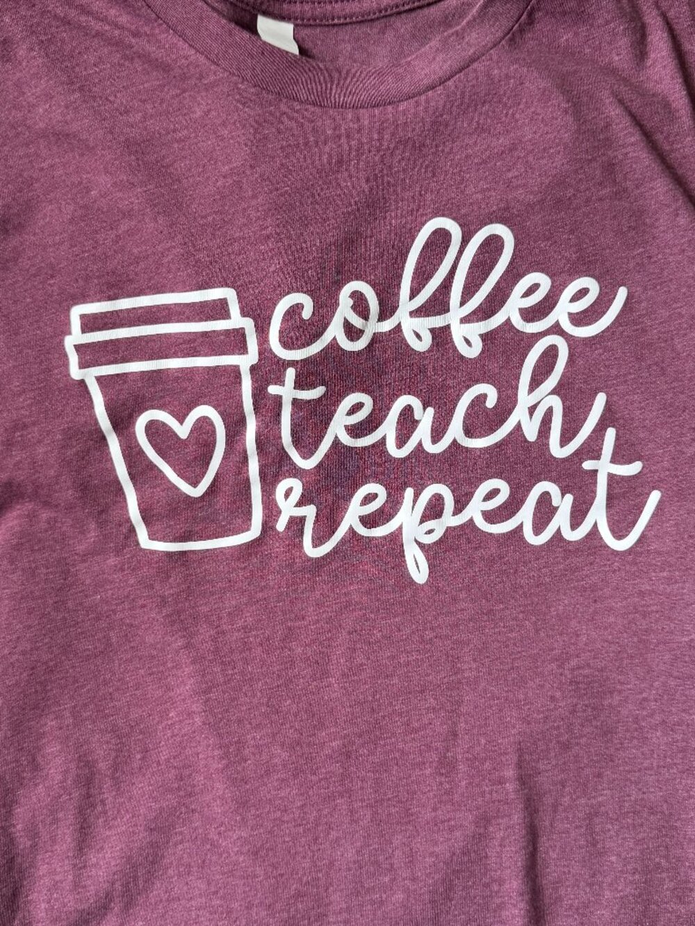 Coffee Teach Repeat Teacher T-Shirt Size L